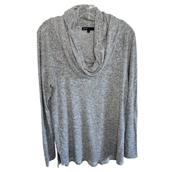 Gibson Gray CowlNneck Lightweight Cozy Sweater Asymmetrical Hem Sz Small - Picture 1 of 9